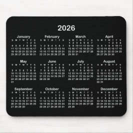 Black and White 2026 Calendar Musmatta