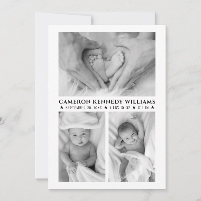 Black and White 3 Photo Hej Baby Newborn Bird Bird Meddelande (Framsida)