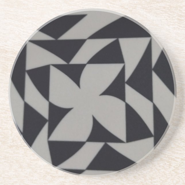 black and white abstact design coaster underlägg (Framsidan)