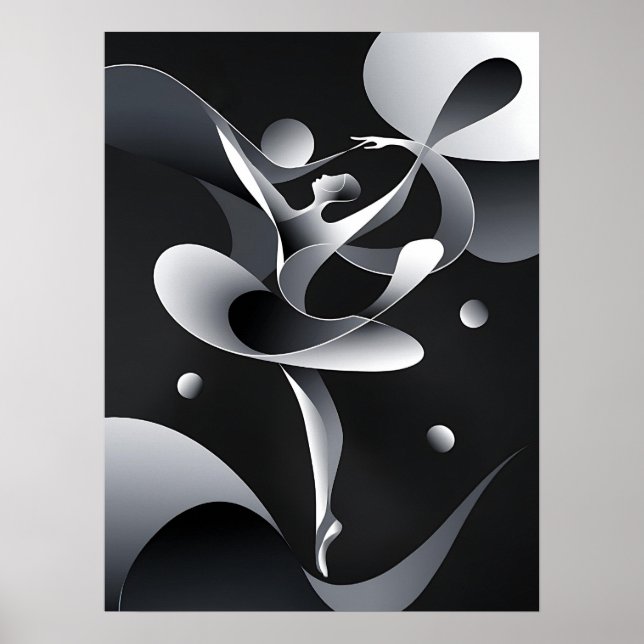 Black and White Abstrakt Art, Modern Dancer Poster (Framsidan)