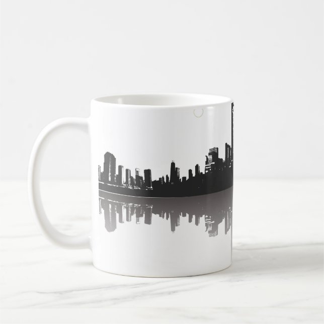 Black and White Abstrakt City Skyline Kaffemugg (Vänster)