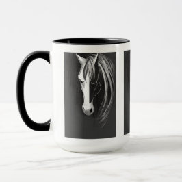 Black and White Abstrakt Horse Mugg