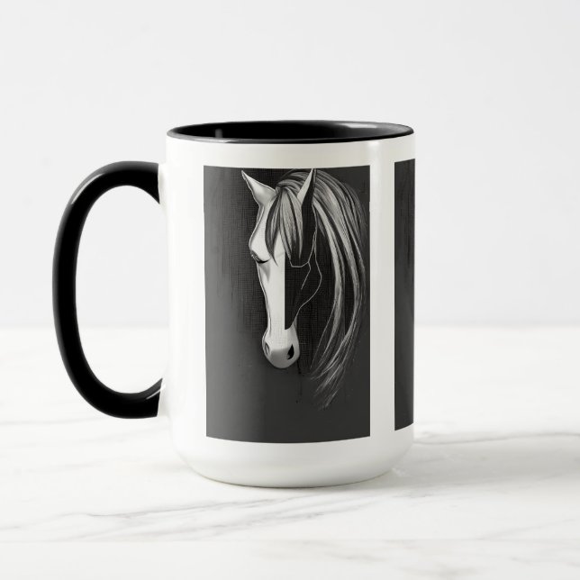 Black and White Abstrakt Horse Mugg (Vänster)