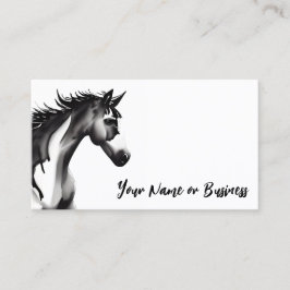 Black and White Abstrakt Horse Visitkort