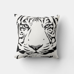 Black and White Abstrakt Tiger's Head Kudde