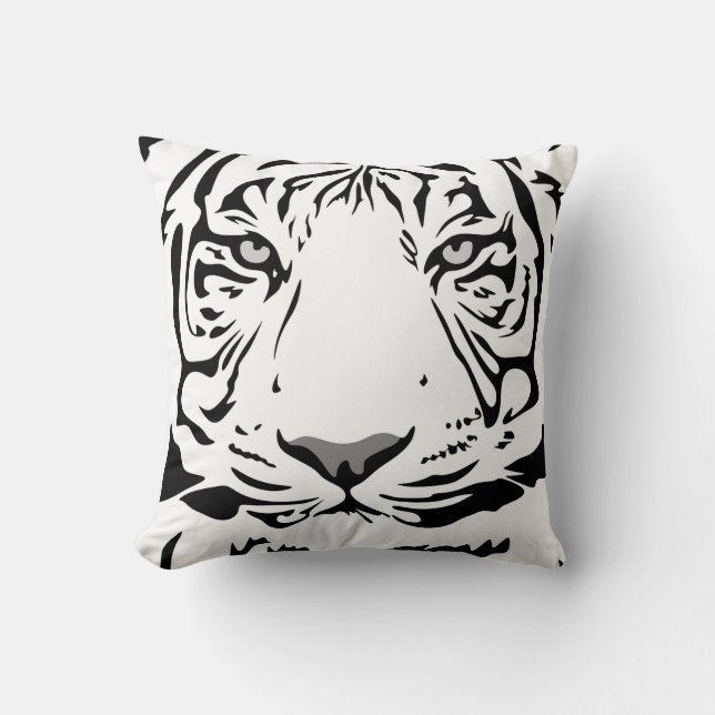 Black and White Abstrakt Tiger's Head Kudde (Framsida)