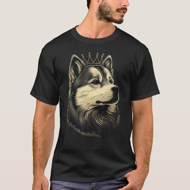 Black and White Alaskan Malamute Dog Crown Alaskan T Shirt (Framsida)