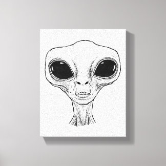 Black and White Alien Head Illustration Canvastryck