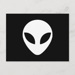 Black and White Alien Head Vykort