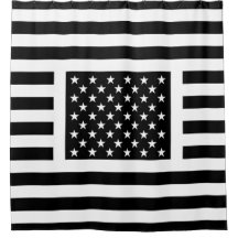 Black and White American Flagga-duschgardinen