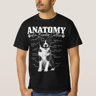 Black and White Anatomy Gräns Collie Hund T Shirt