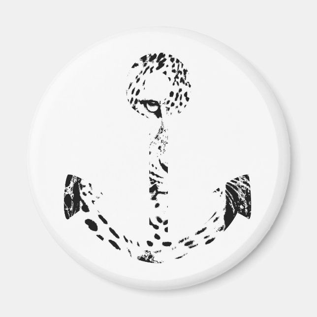 Black and White Anchor Leopard Öga Overlay Magnet (Framsidan)