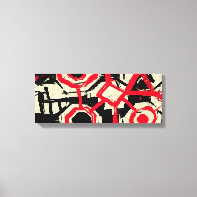 Black and White and Red Brushtroke Sketch Canvastryck (Framsida)