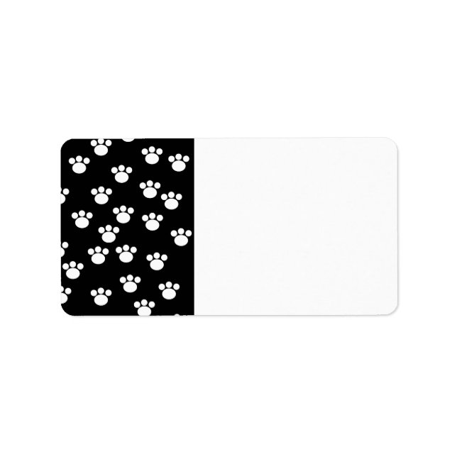 Black and White Animal Paw Skriv ut Mönster. Adressetikett (Framsidan)