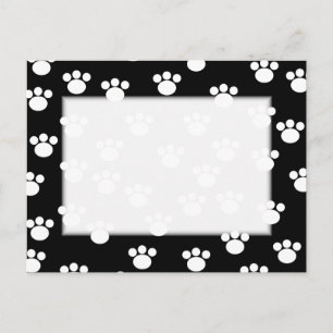 Black and White Animal Paw Skriv ut Mönster. Vykort