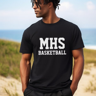 Black and White Anpassningsbar Basketball Team Spi T Shirt