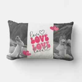 Black and White Anpassningsbar Photo Heart Valenti Lumbarkudde