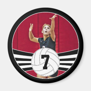 Black and White Anpassningsbar Photo Volleyball Ma Magnet