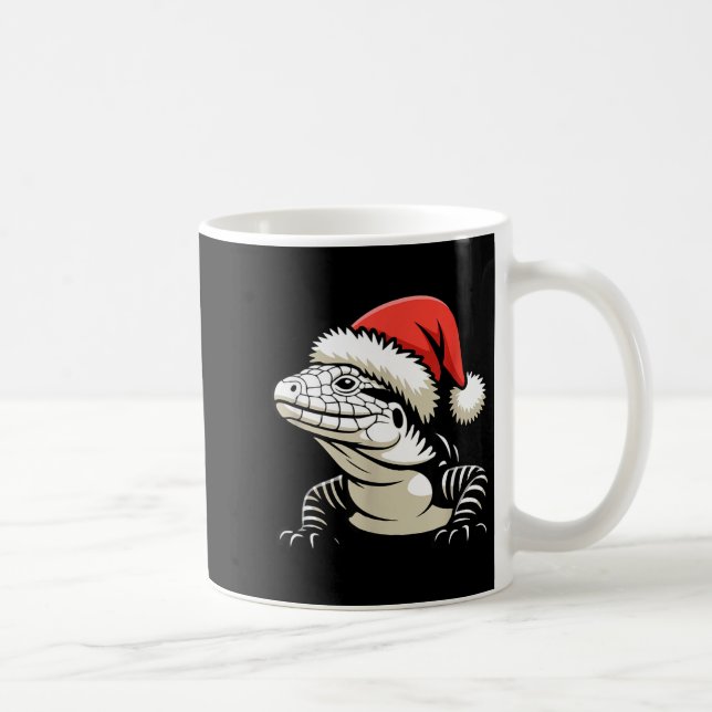 Black And White Argentine Tegu Christmas Ugly Xmas Kaffemugg (Höger)