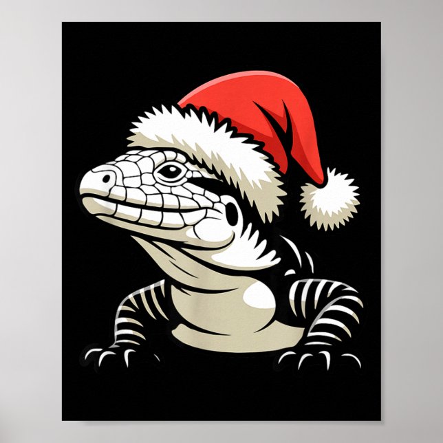 Black And White Argentine Tegu Christmas Ugly Xmas Poster (Framsidan)