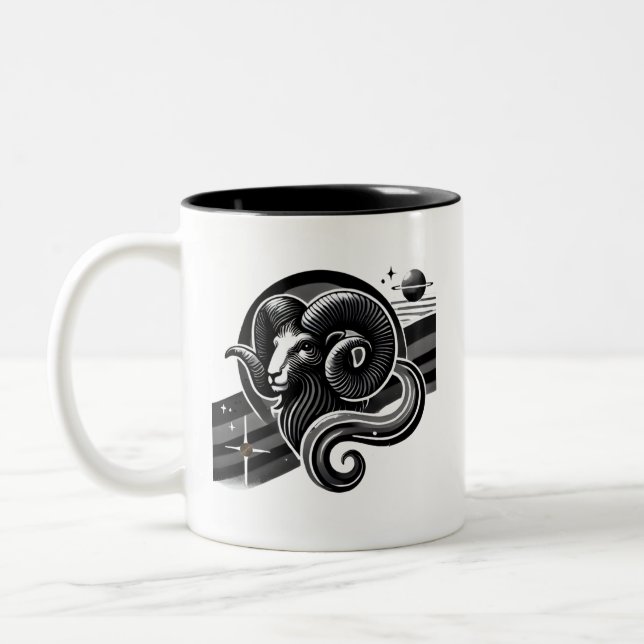 Black and White Aries Zodiac Mugg (Vänster)