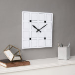 Black and White Art Deco Squares Pattern Fyrkantig Klocka<br><div class="desc">A modern Art Deco black and white design consisting of large black framed white squares with small black squares geometrically spaced amongst the larger squares.</div>
