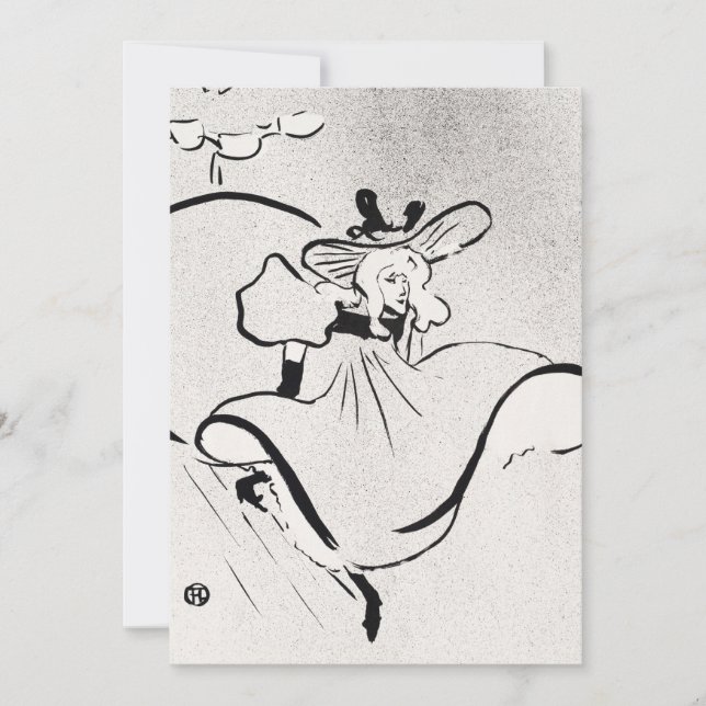 Black and White Art Jane Avril av Toulouse Lautrec Inbjudningar (Framsida)