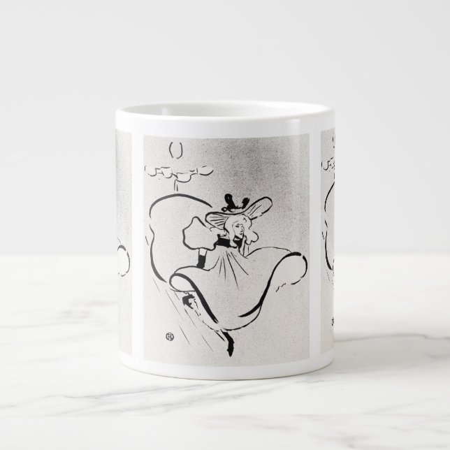 Black and White Art Jane Avril av Toulouse Lautrec Jumbo Mugg (Framsidan)