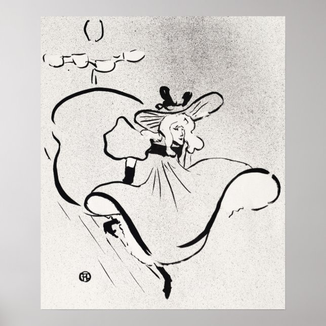 Black and White Art Jane Avril av Toulouse Lautrec Poster (Framsidan)