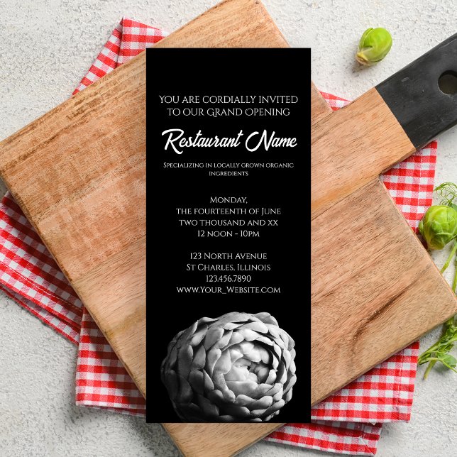 Black and White Artichoke Restaurant Grand Open Inbjudningar (Skapare uppladdad)