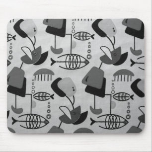Black and White Atomic Mönster Mousepad Musmatta