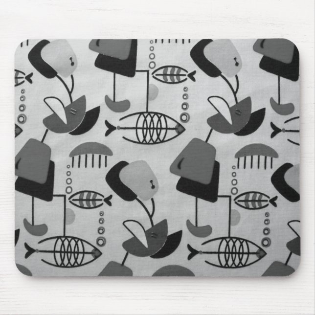 Black and White Atomic Mönster Mousepad Musmatta (Framsidan)