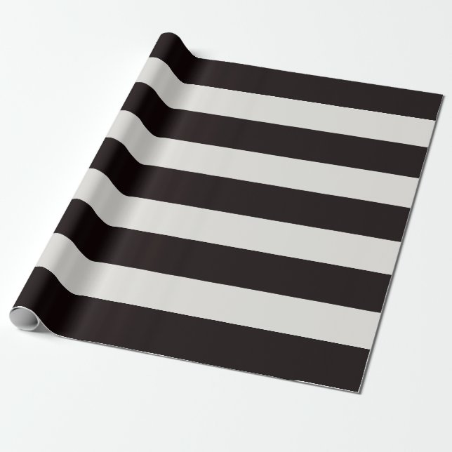 Black and White Awning Stripes Presentpapper (Utrullad)