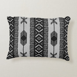 Black and White Aztec Mönster Southwest Tribal Prydnadskudde