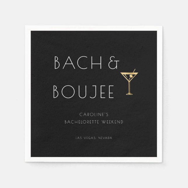 Black and White Bach and Boujee Bachelorette Party Pappersservett (Framsidan)