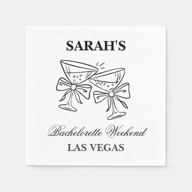 Black and White Bachelorette Party Pappersservett (Framsidan)