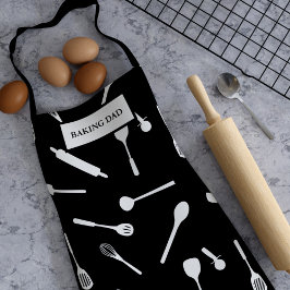 Black and White Baking Pappa Utensil Kitchen Apron