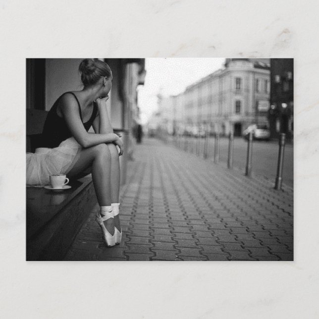 Black and White Ballerina Vykort (Framsida)