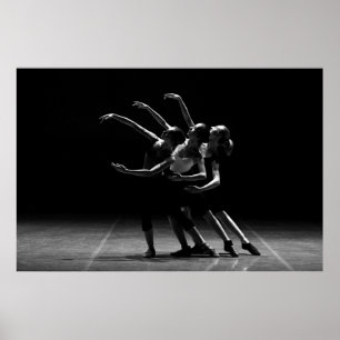 Black and White Ballet Photo of Ballerinas Poster