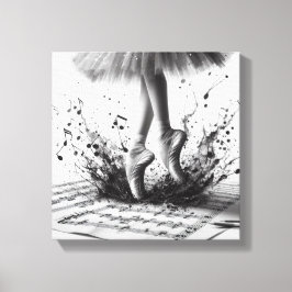 Black and White Ballet Slippers Stretched Canvas