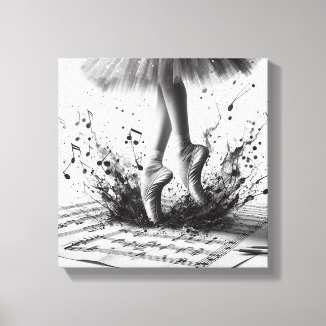 Black and White Ballet Slippers Stretched Canvas (Framsida)