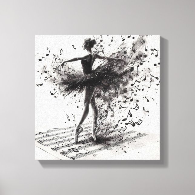 Black and White Ballet Slippers Stretched Canvas (Framsida)