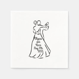 Black and White Ballroom Dancers Bröllop Cocktail Pappersservett