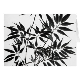 Black and White Bamboo Plant Blank inuti Hälsningskort