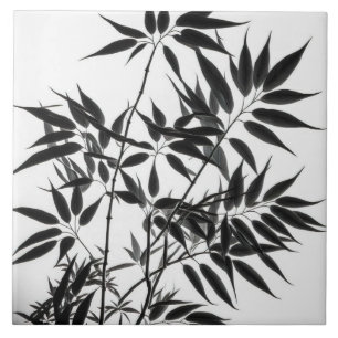 Black and White Bamboo Plant Kakelplatta