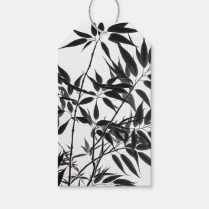 Black and White Bamboo Plant Presentetikett