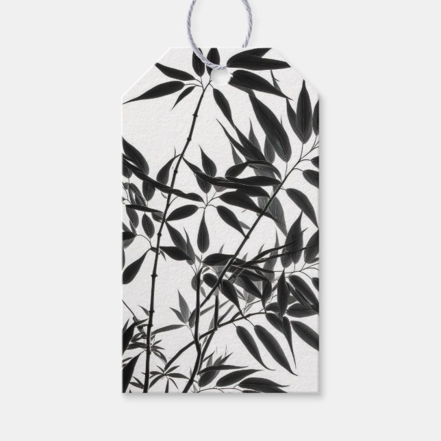 Black and White Bamboo Plant Presentetikett (Framsidan)