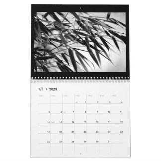 Black and White Bamboo Zen 2025 Kalender