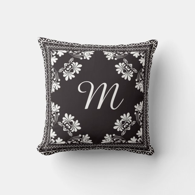 Black and White Bandanna Monogram Kudde (Framsida)