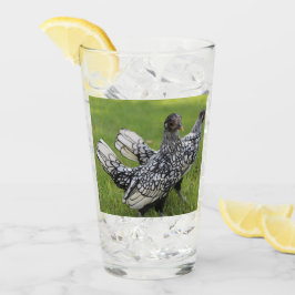 Black and White Bantam Chicken Collectors Beverage Glaskopp